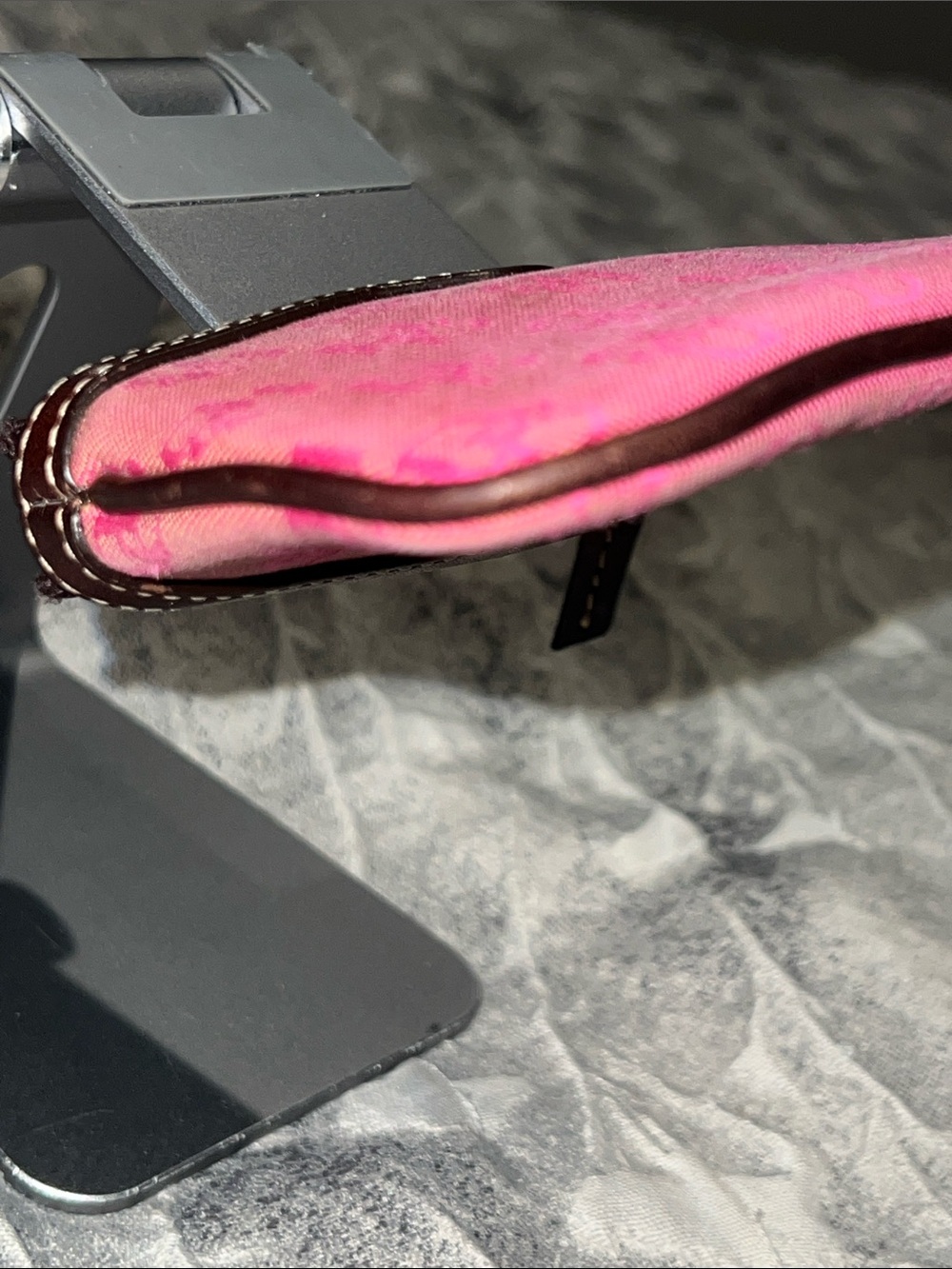 Dooney and Bourke Pink Monogram  Canvas Wallet with Leather Trim. - Picture 7 of 10